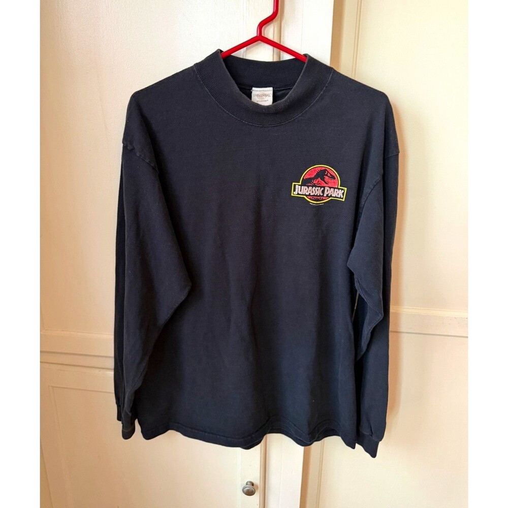 Vintage 1992 Original Jurassic Park Universal Studios Long Sleeve Black Shirt XL